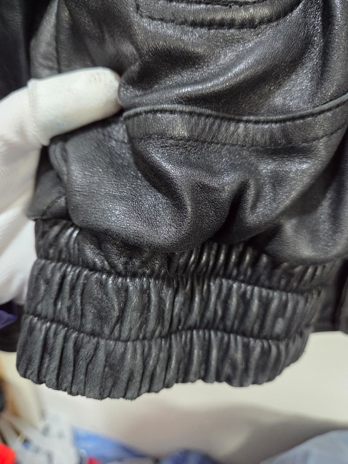 TACHOMA 블랙 양가죽 봄버 빈티지 점퍼 90" Y2K 상품이미지4