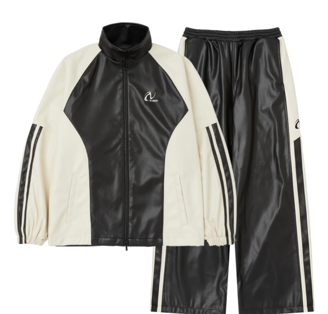 새상품)널디 에코 레더 트렉 져지 셋업 M 상품이미지1