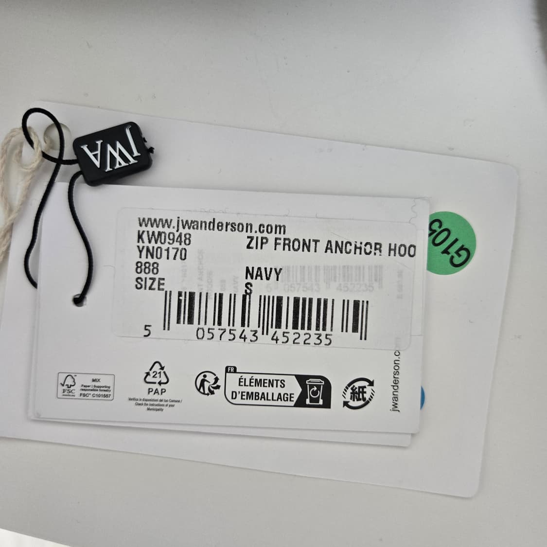 [S] JW앤더슨 니트 집업 후드 자켓 네이비 상품이미지3