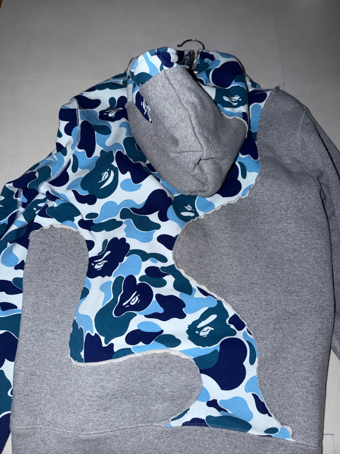 Bape abc 카모 패치워크 풀 후드집업 블루 상품이미지4