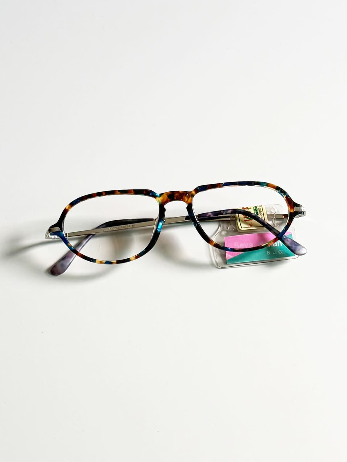 90s SEVA SCHAN 스퀘어 뿔테 마블 빈티지 안경 상품이미지1