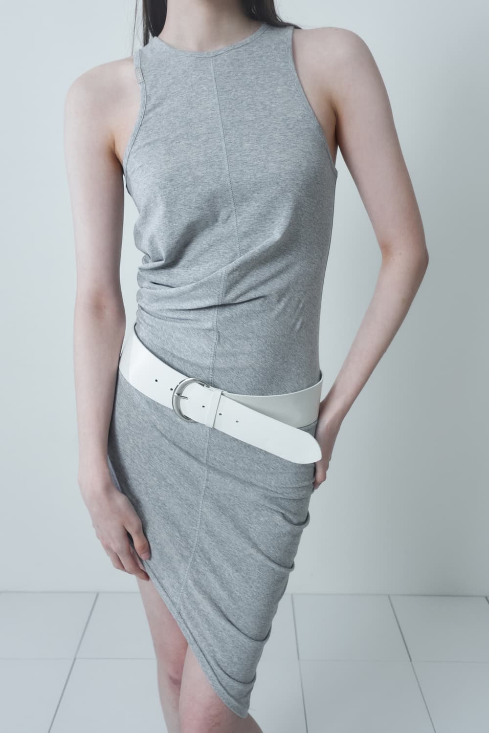 cerric COW SKIN WIDE BELT / WHITE  상품이미지2