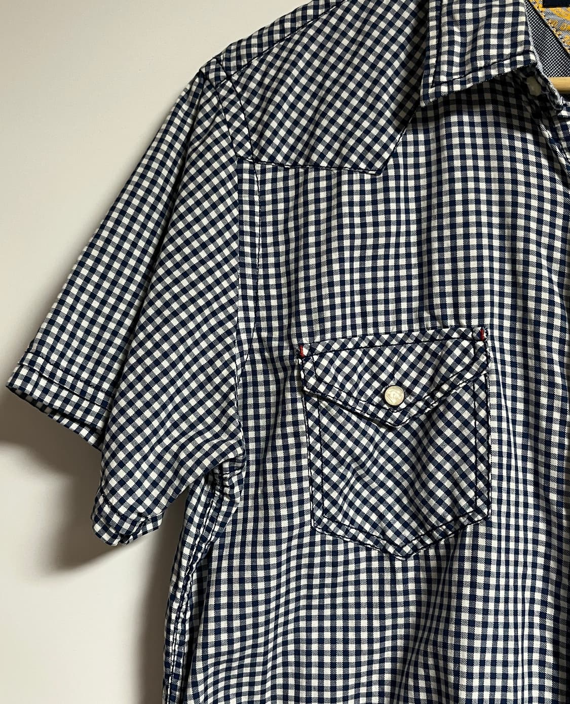 공용 타미힐피거 잔체크 반소매 셔츠 반팔 남방 M 상품이미지4