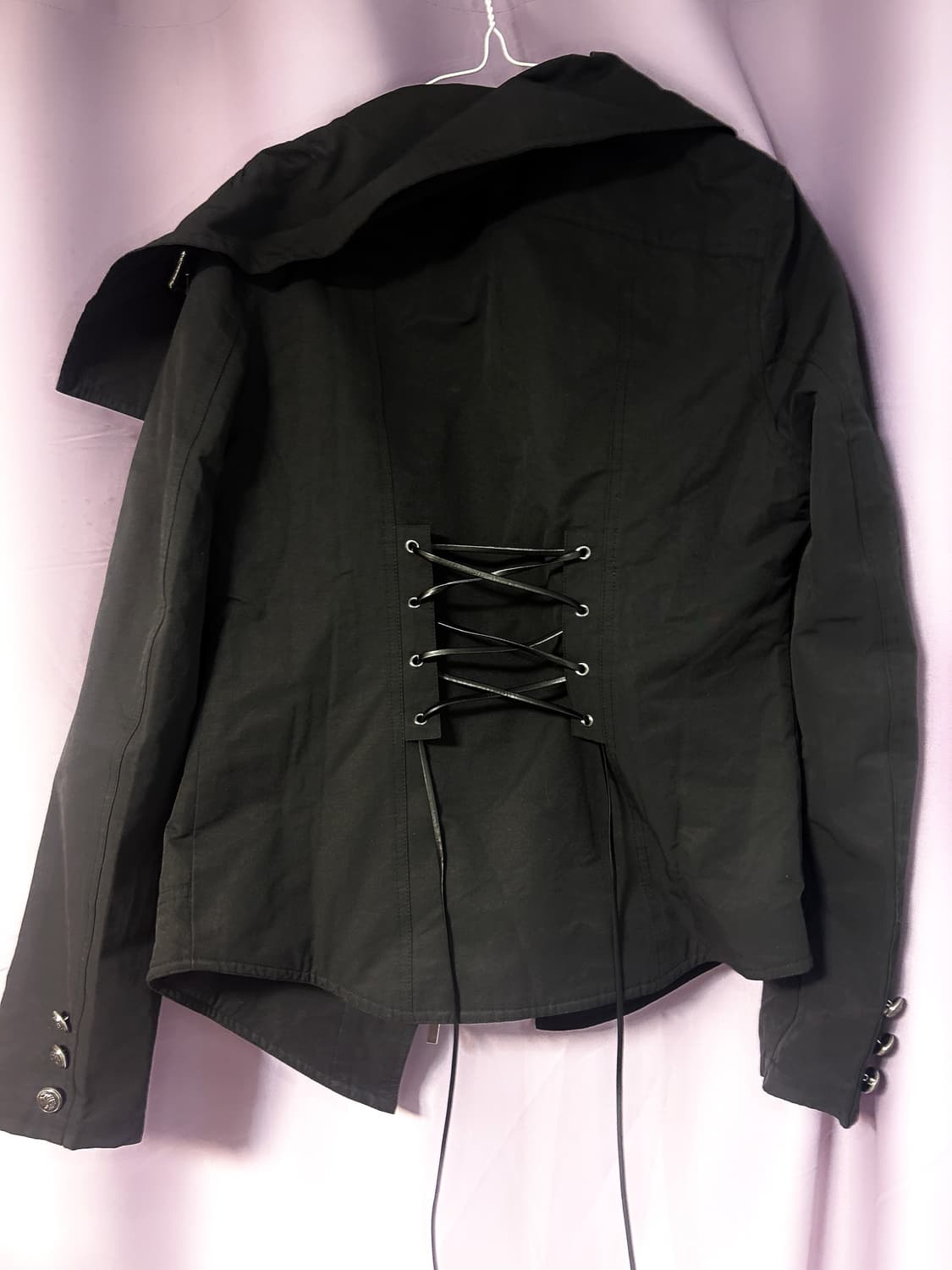 Double punch 하이넥 메탈 버튼 자켓 블랙 상품이미지6