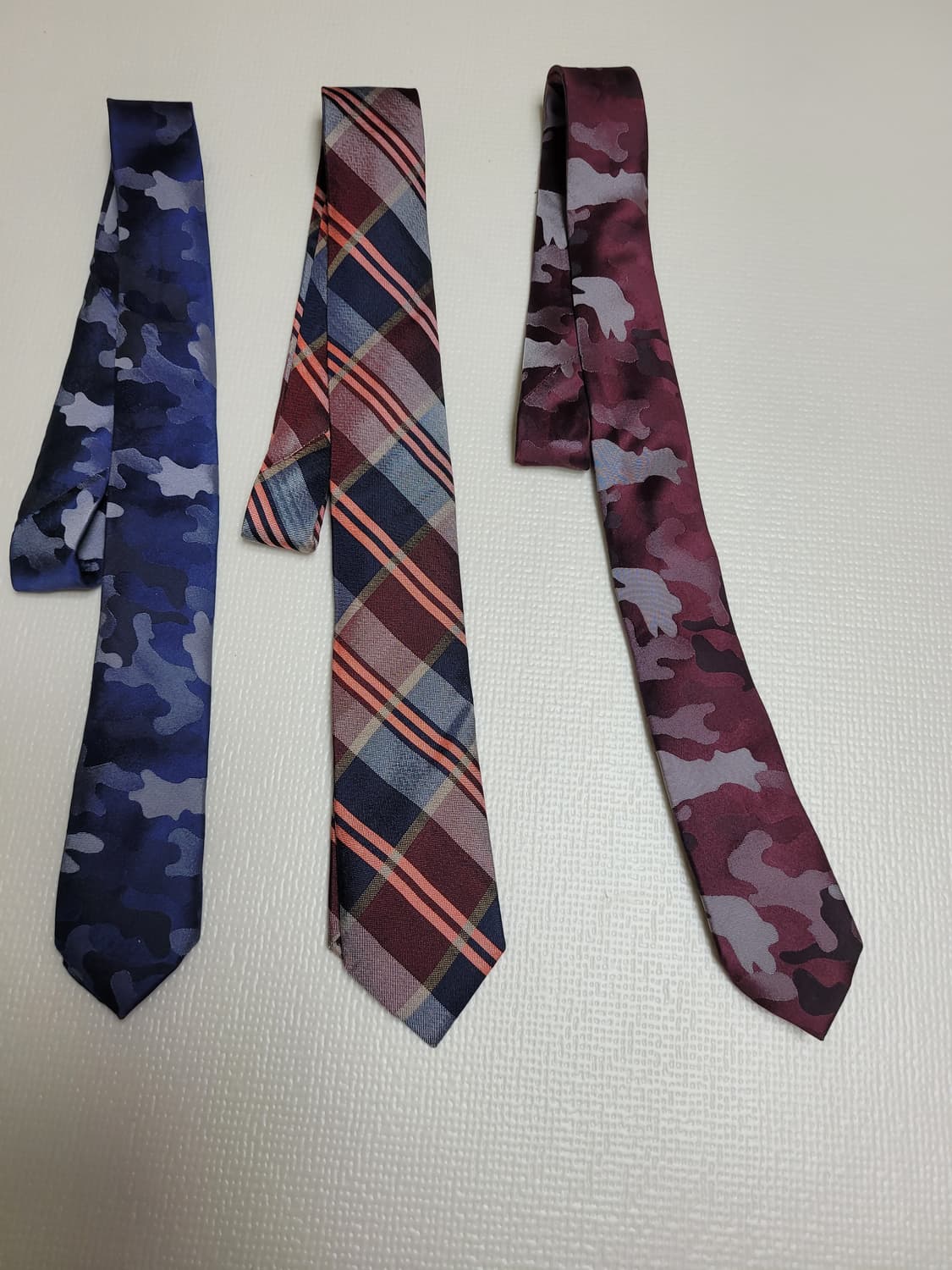 넥타이 3종 (까모, 체크 패턴 네이비, 오렌지, 버건디) 상품이미지2