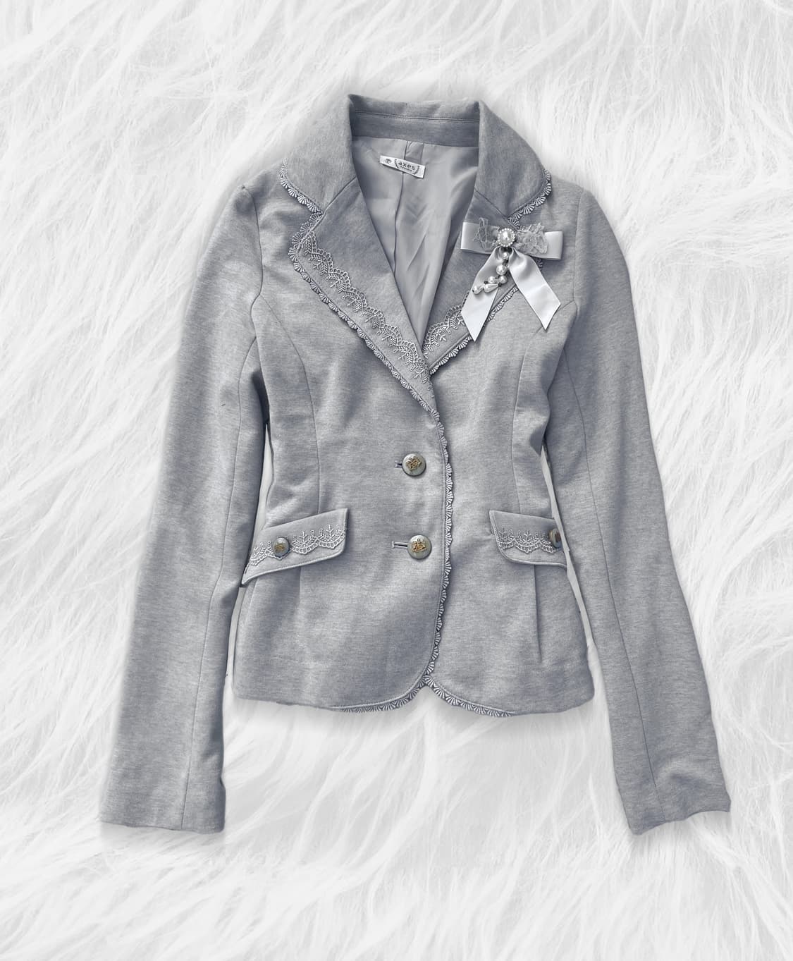 Axes femme jacket 엑시즈팜 그레이 브로치 자켓+팬츠 상품이미지2