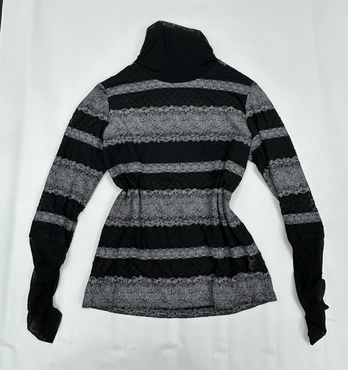 Jpn 블랙 긱시크 에스닉 레이스 레이어드 리본 상의코디세트 상품이미지8