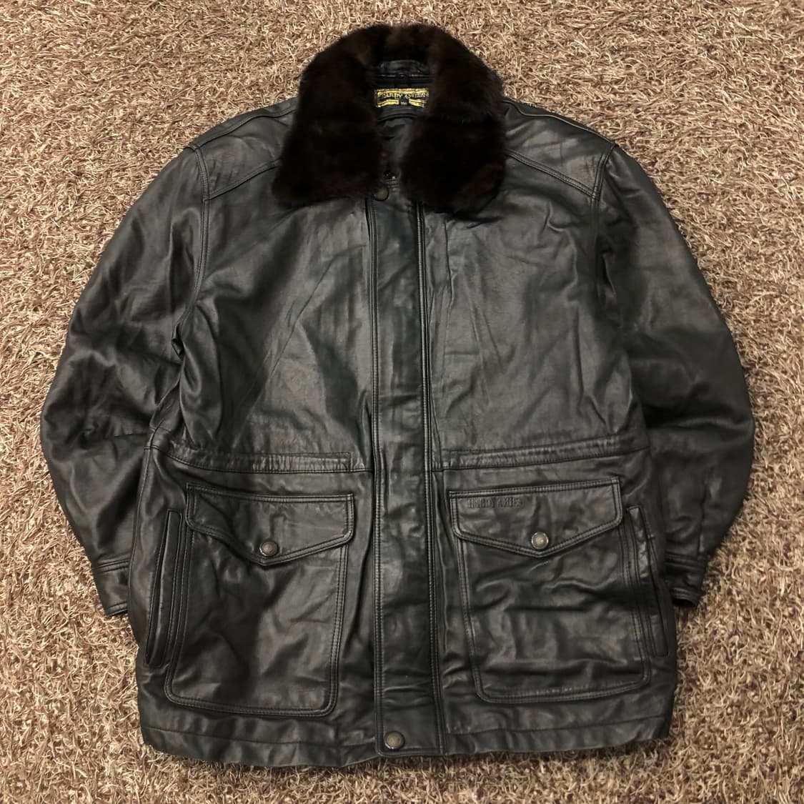 빈티지 양가죽 퍼 카라 레더 가죽 자켓 상품이미지1