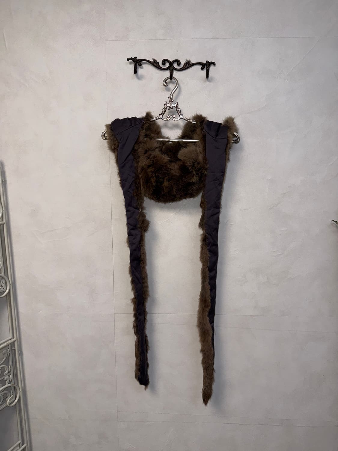 Mixed brown rabbit fur hood muffler 상품이미지3