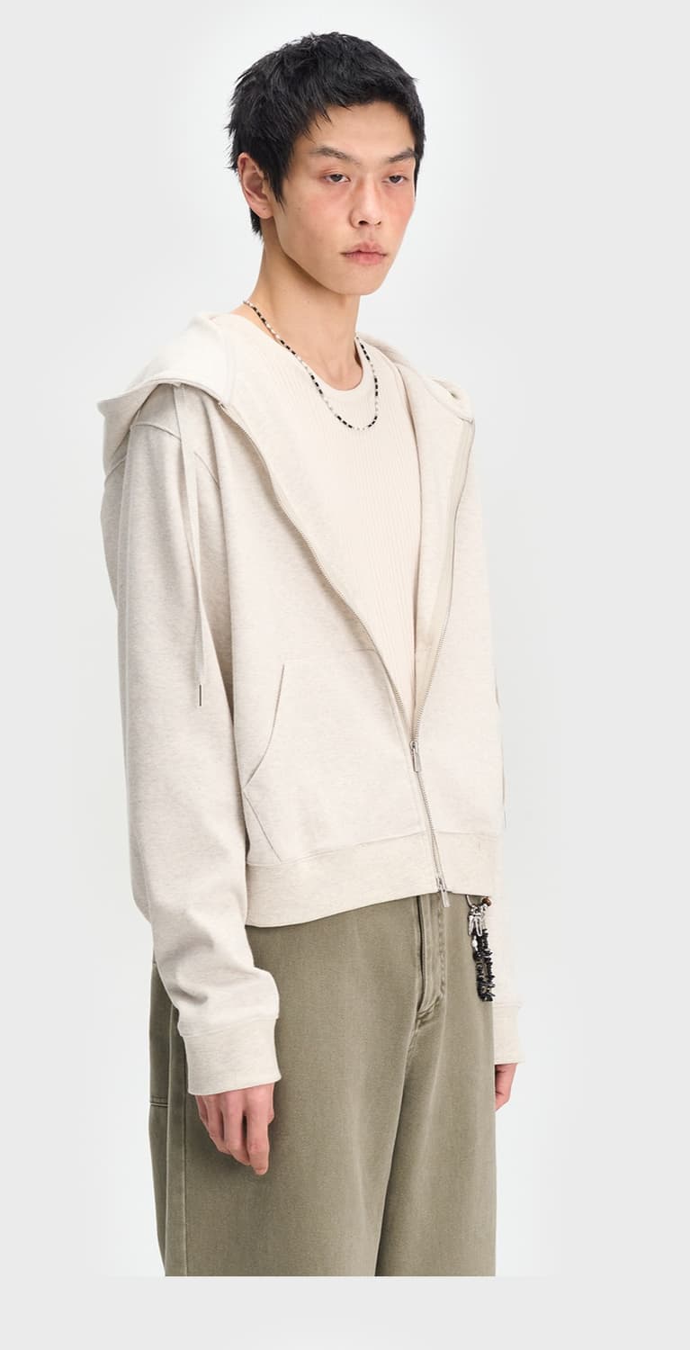 4) 벨리에 크롭 후디 집업 크림 상품이미지2