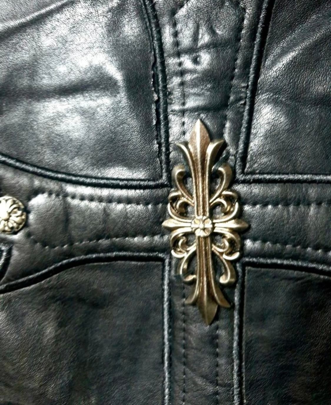 공용 크롬장식 약누빔 가죽 자켓  상품이미지10