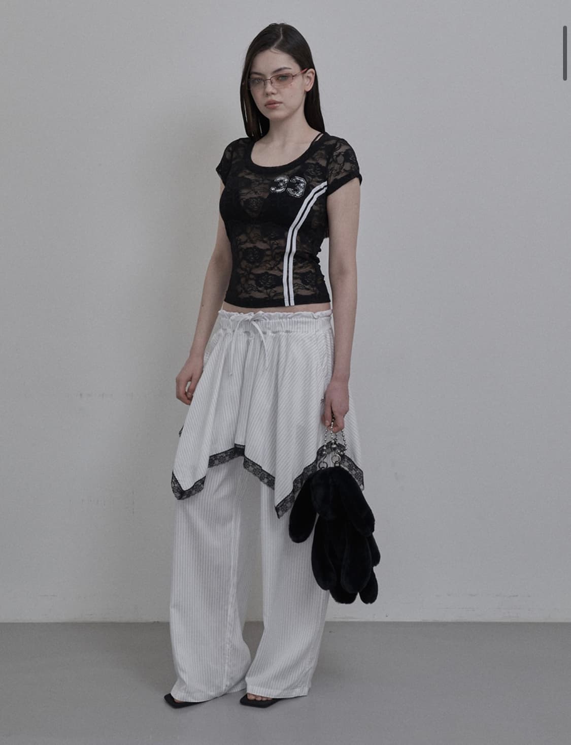 셋업이엑스이 33 LACE TOP / BLACK 상품이미지2