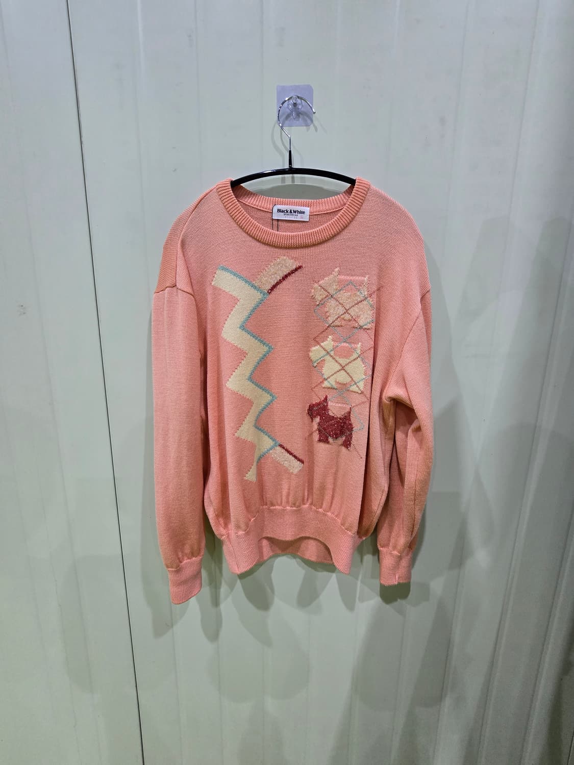 Black & White 핑크 강아지 니트 L 상품이미지1