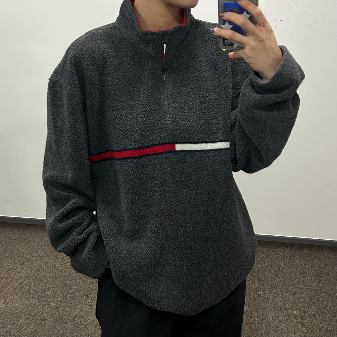 Tommy Hilfiger 타미힐피거 반집업 차콜 후리스  상품이미지1