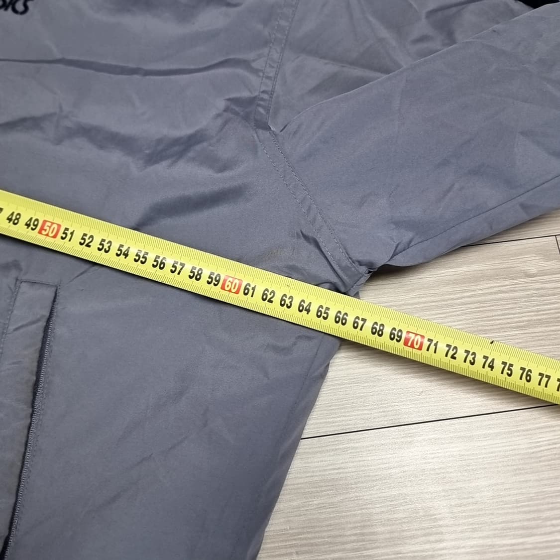 80s 한국제 아식스 바람막이 후드 자켓 그레이(105) 상품이미지9