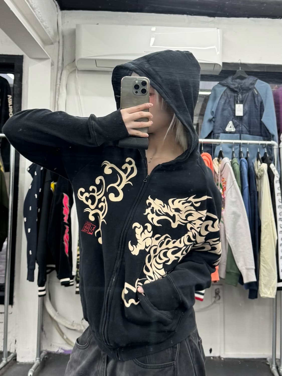 카라쿠리 타마시 오리엔탈 프린팅 후드집업 상품이미지2