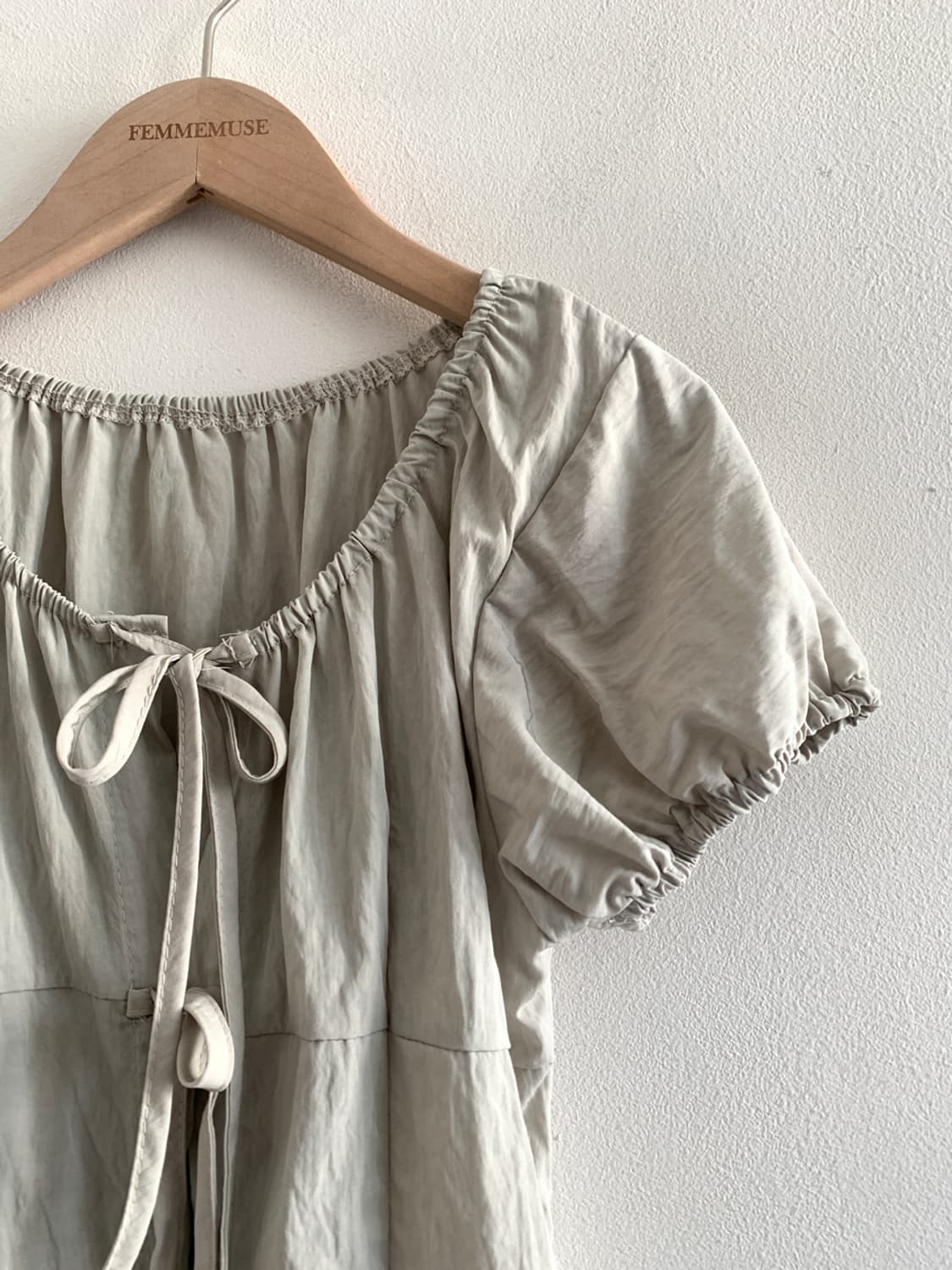3ribbon puff blouse(khaki) 상품이미지3