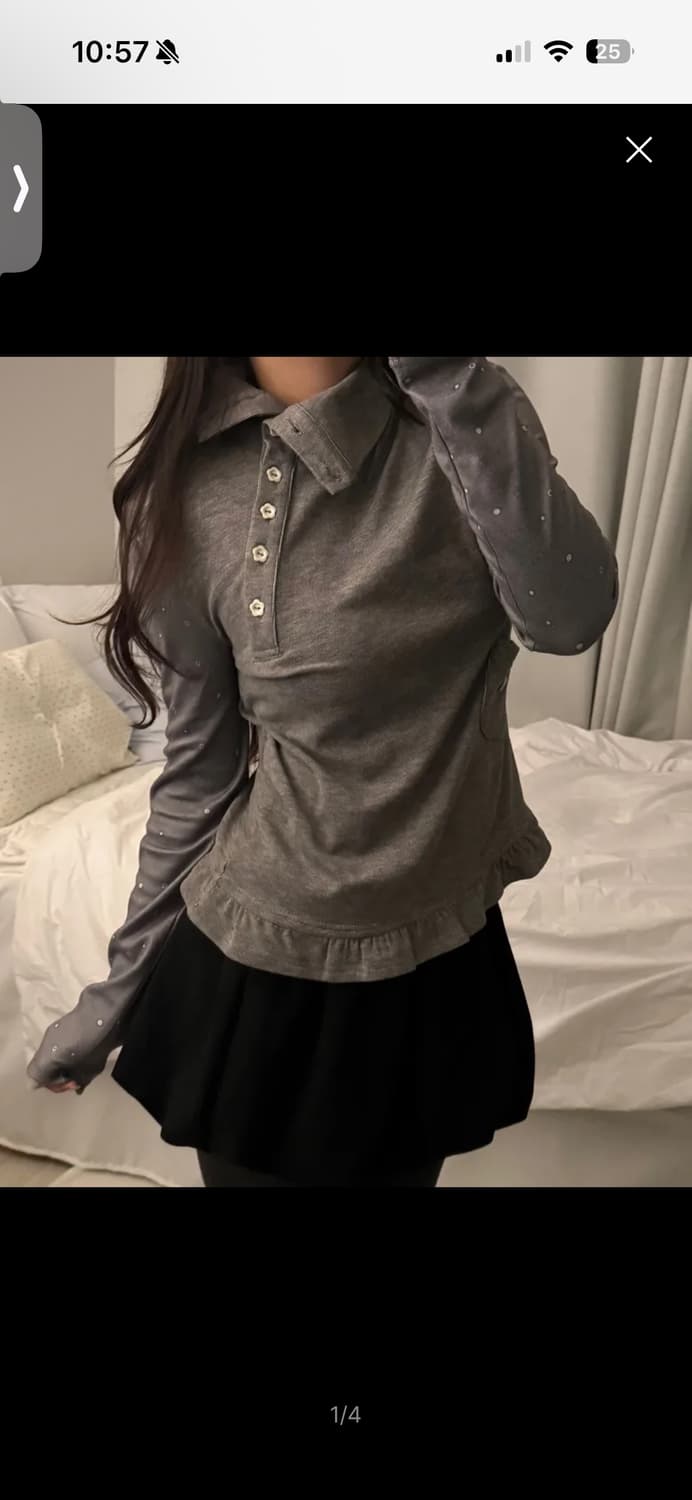 허그유어스킨 플라워 버튼 폴라 탑 (브라운) 상품이미지5