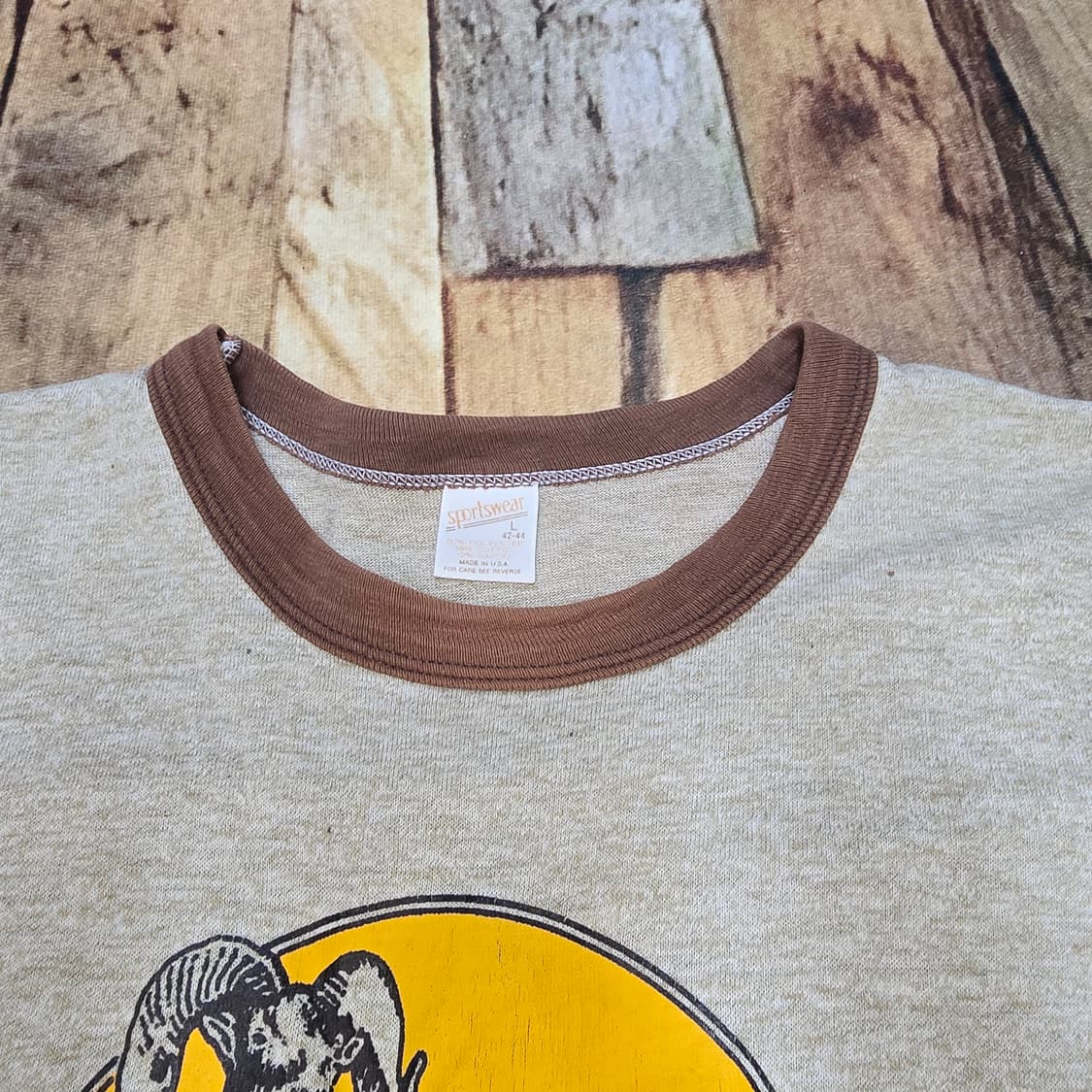 Vintage 80s Sportswear 링거 티셔츠 L 상품이미지6