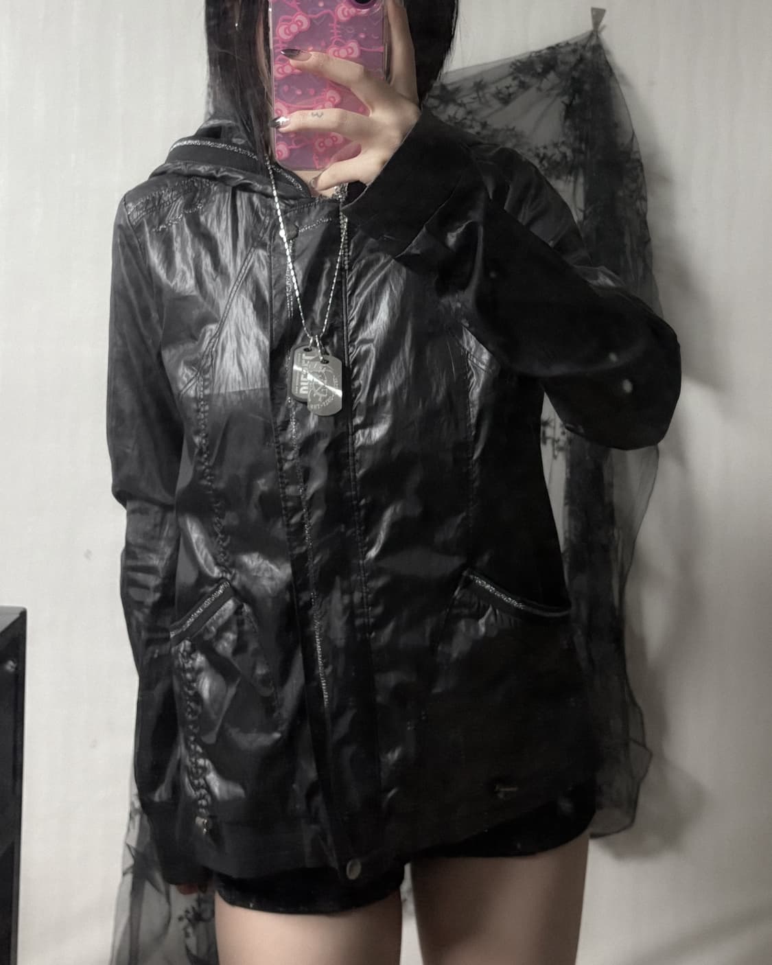 펑크 블랙 후드 자켓  상품이미지2