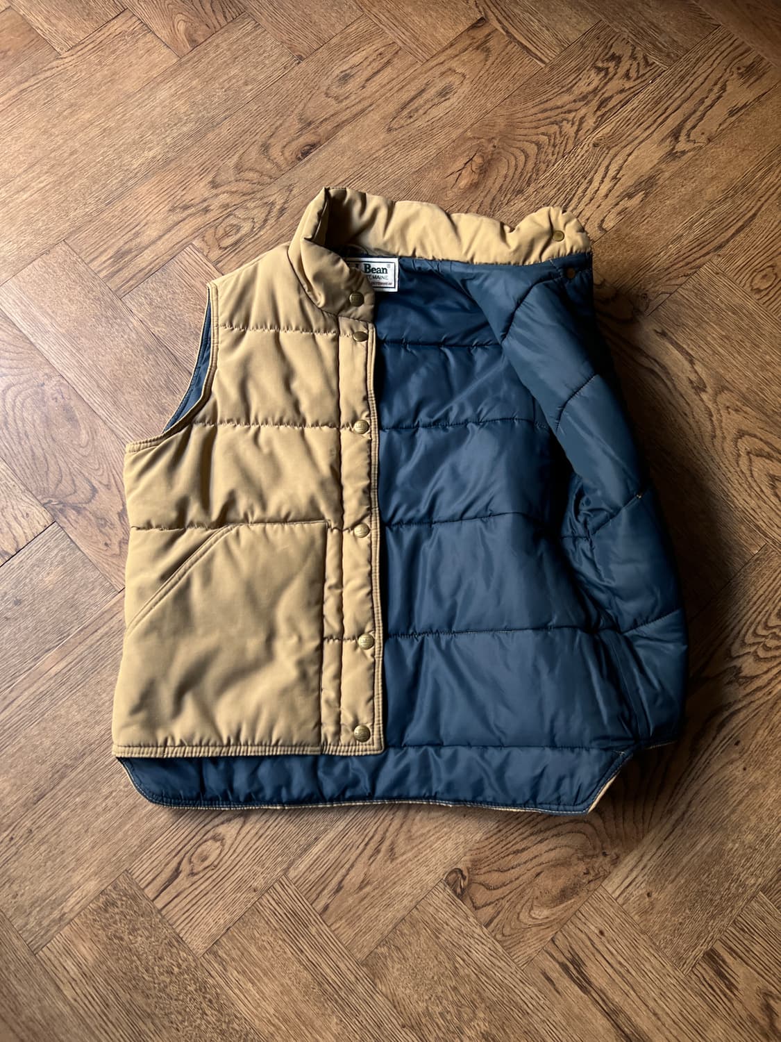 [S]80's 엘엘빈 USA 베이지 다운 패딩 베스트 상품이미지5