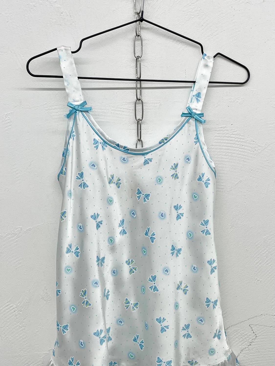 블루 키치 리본 새틴 슬립 상품이미지5