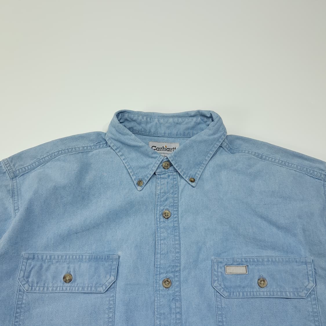 CL623 L 칼하트 00s 코튼 버튼다운 워크 데님 셔츠 남방 상품이미지2