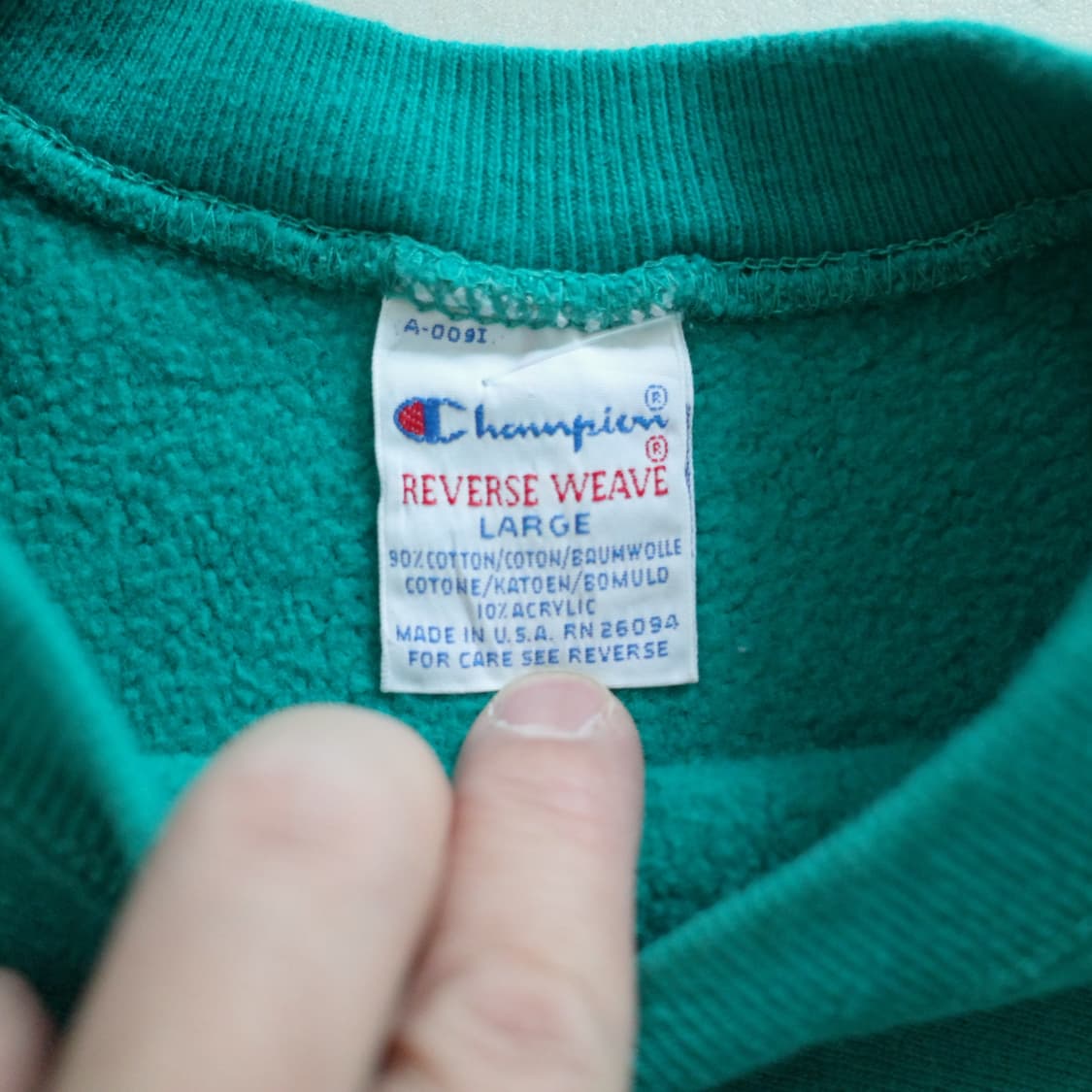 챔피온 리버스위브 90s USA제 맨투맨 에메랄드 L 상품이미지5