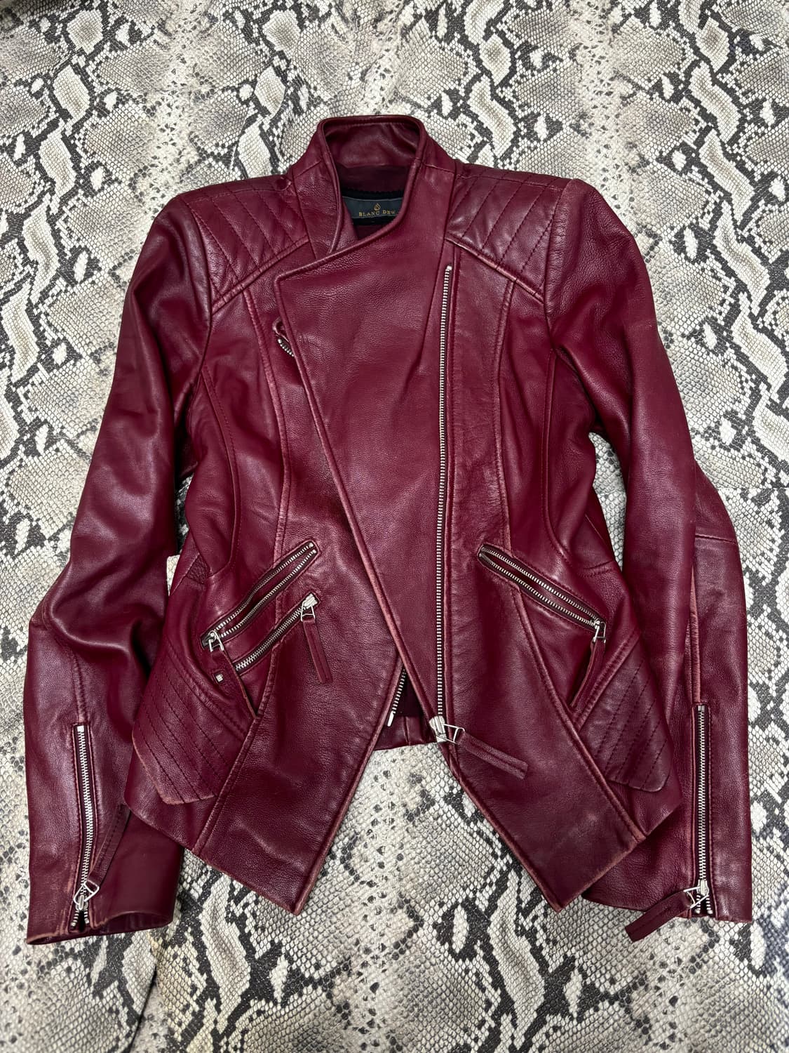 Burgundy Draped SheepSkin Jacket 상품이미지6