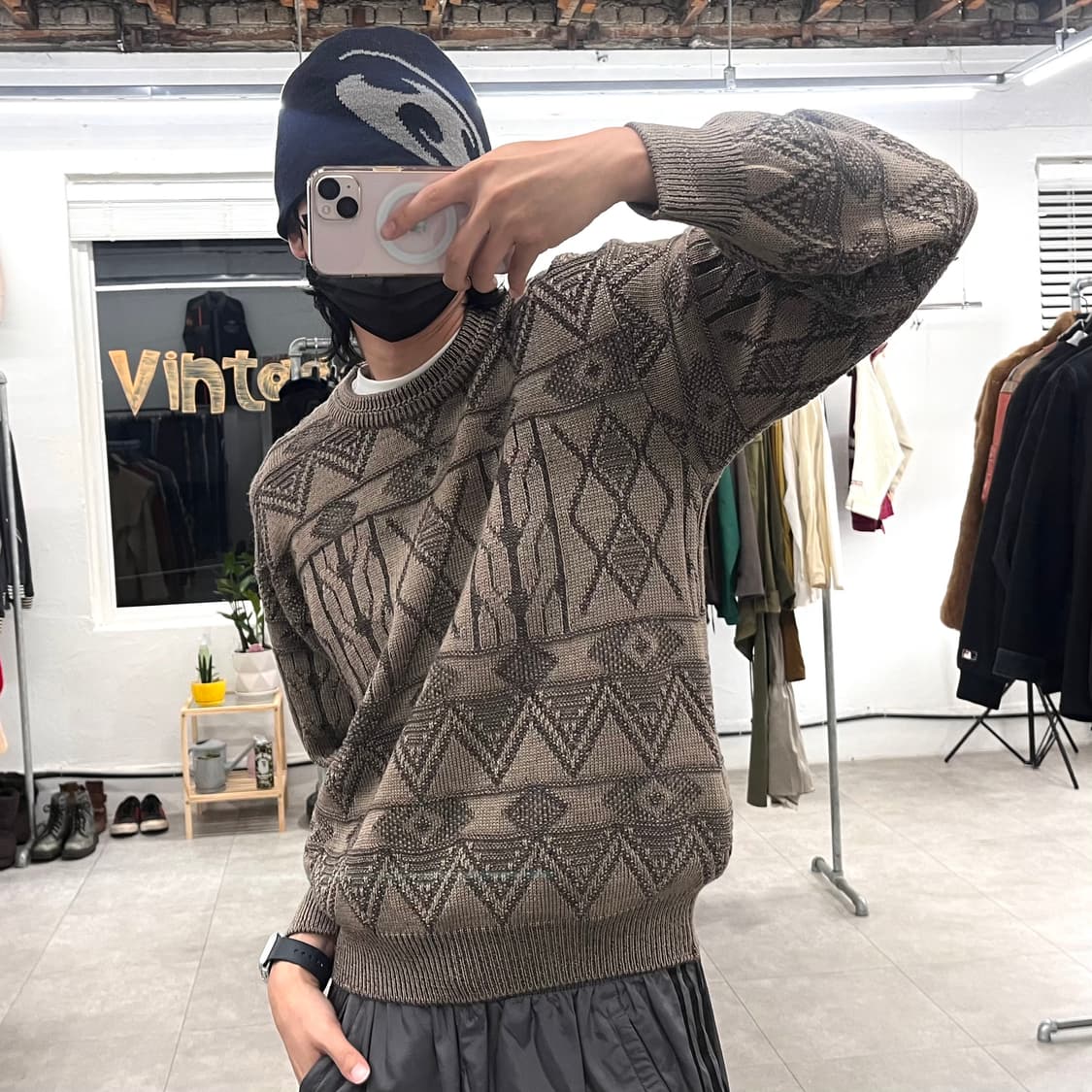 [M] 일본 빈티지 패턴 울 니트 스웨터 상품이미지8