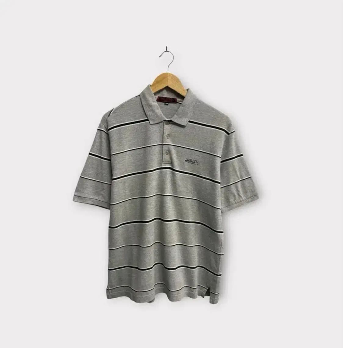 본더치 Von Dutch 그레이 스트라이프 카라 티셔츠 L 상품이미지1