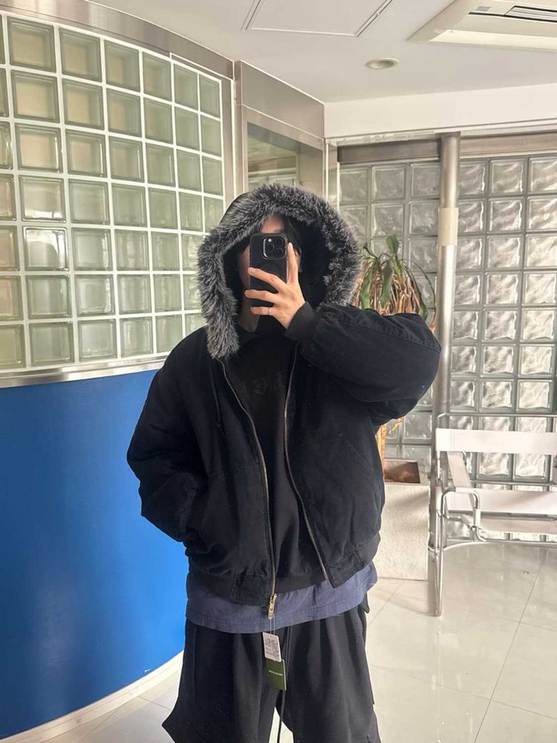 FAKE FUR ZIP UP HOODIE 투웨이 지퍼 후드티 블루종 상품이미지2