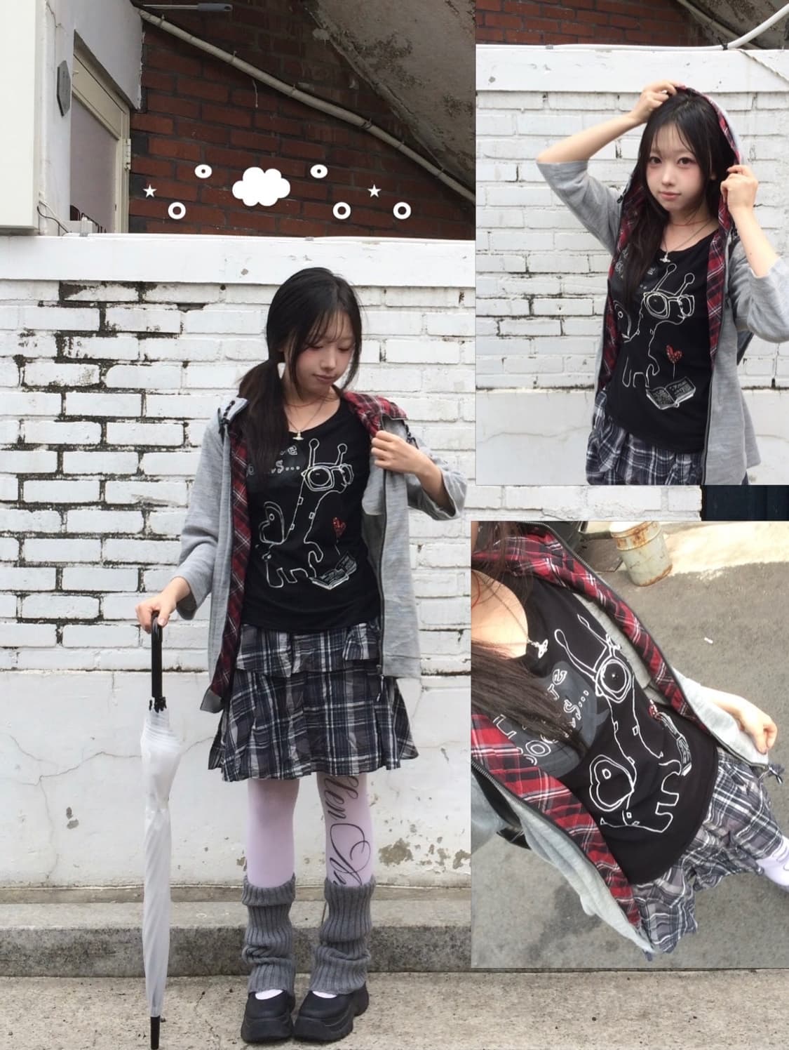 빈티지 그레이 체크 너드 코디세트  상품이미지3