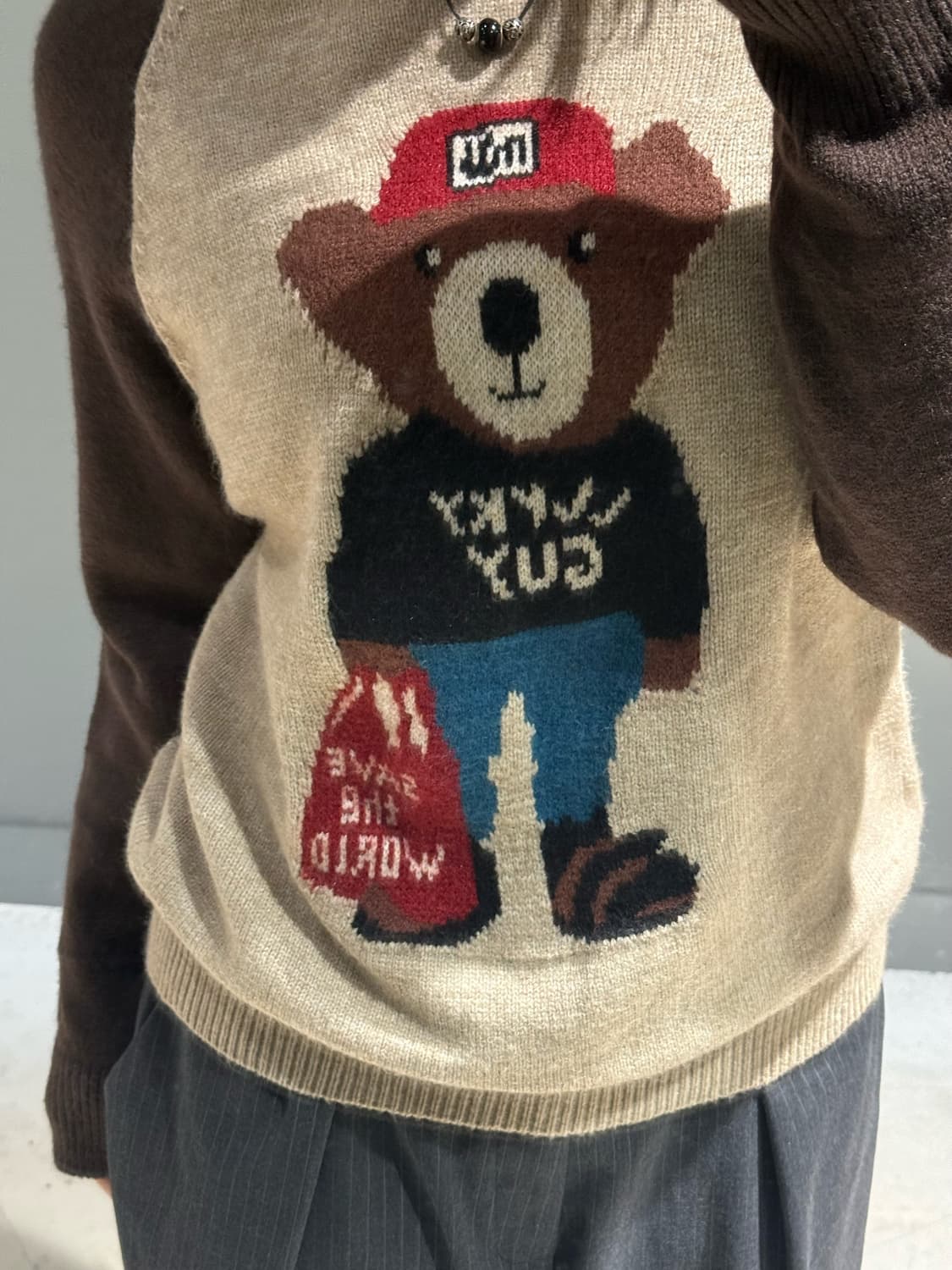 Lucky guy bear point raglan knit 상품이미지3