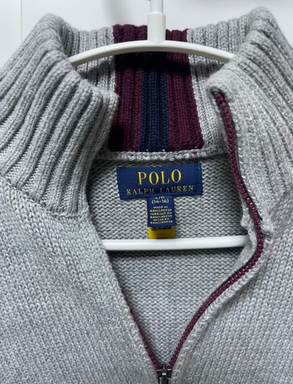 폴로 8-18세 코튼 풀 지퍼 스웨터(그레이) 상품이미지5