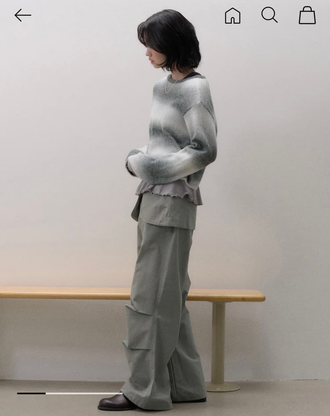 에잇세컨즈 코튼 변형 스커트 팬츠-그레이 상품이미지2