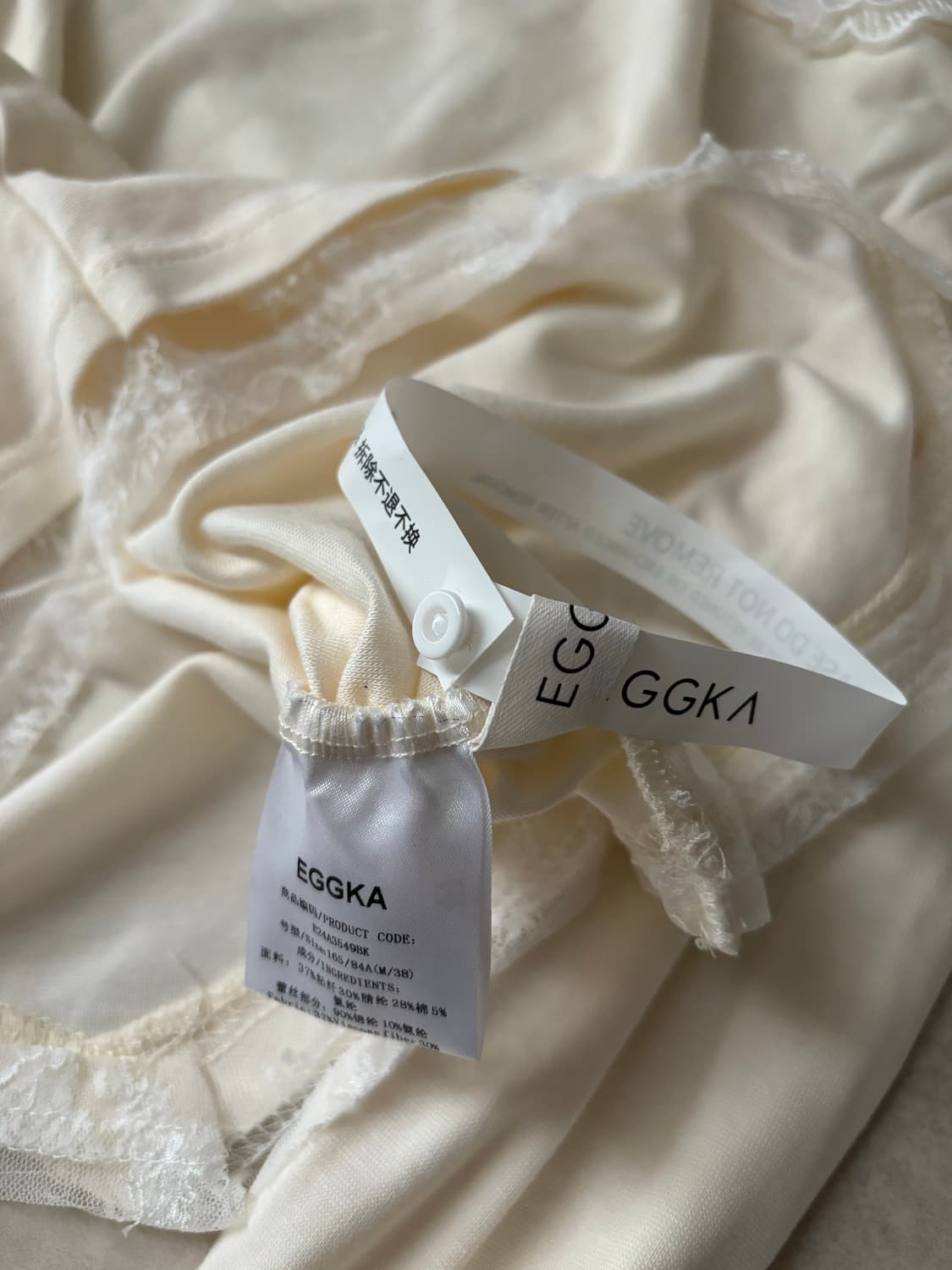 EGGKA 플라워 레이스 레이어드 티셔츠(Apricot,M) 상품이미지3