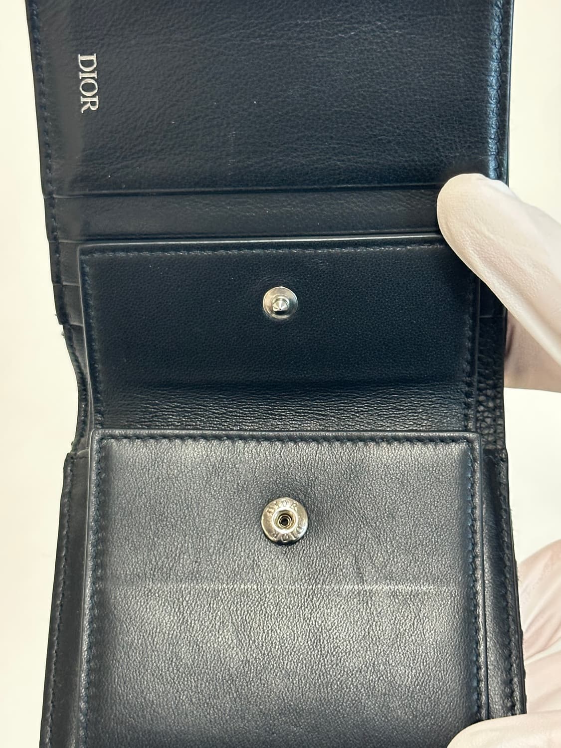 A / 디올 오블리크 자카드 컴팩트 버티컬 반지갑 블랙 상품이미지7
