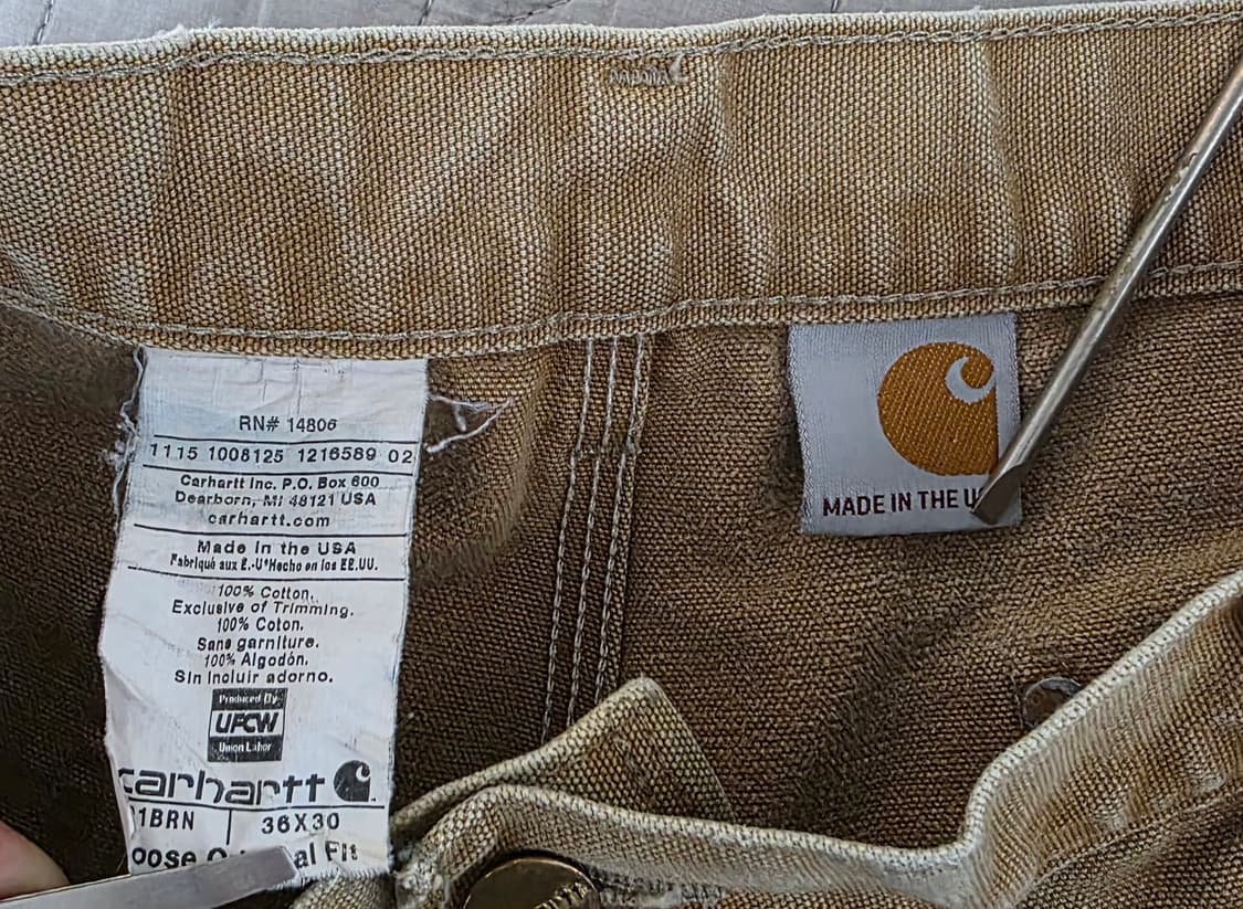 [38X30] 칼하트 더블니 B01 BRN 워크팬츠 크레이지페이드 T-8 상품이미지7
