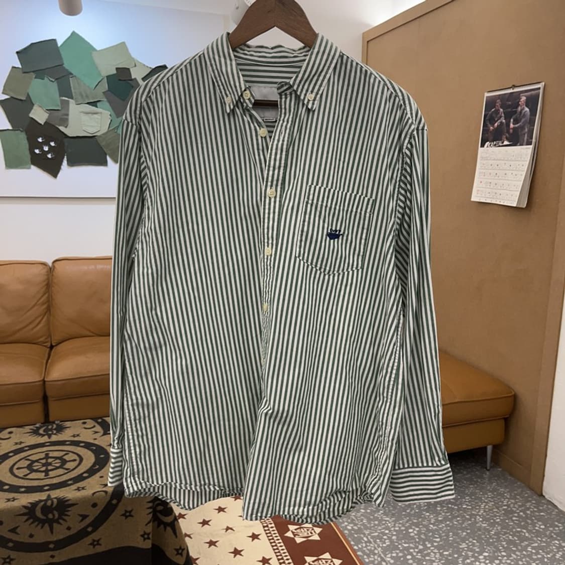 커버낫 빈티지 피스타치오 그린 스트라이프 셔츠 M C08667 상품이미지3