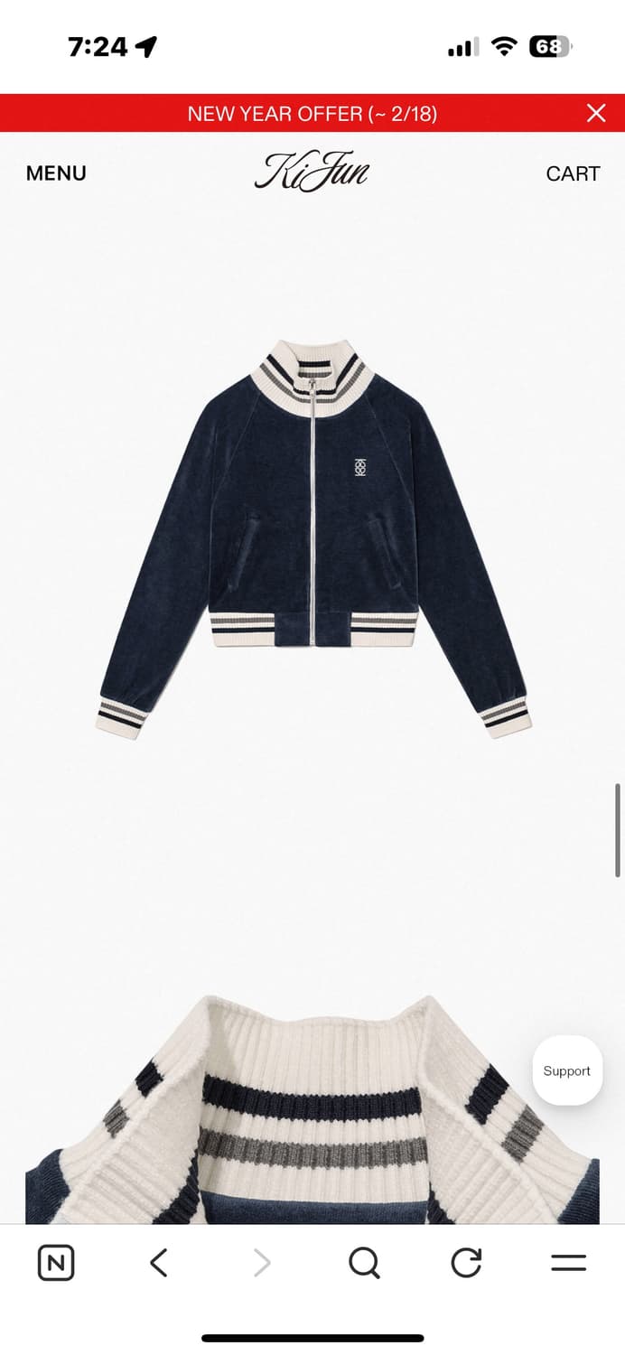 Kijun S벨벳 네이비 집업 급처  상품이미지2