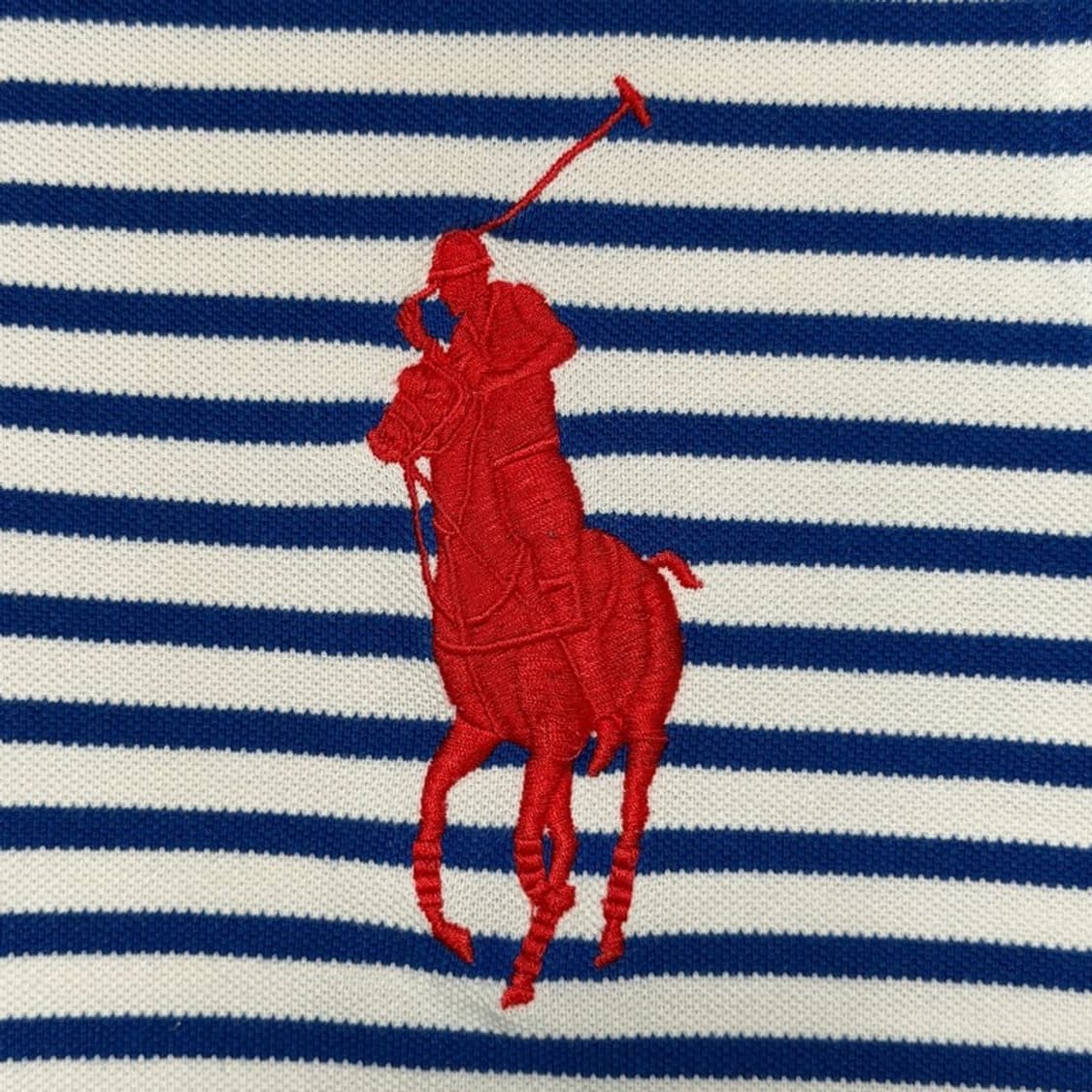 폴로 랄프로렌 빅포니 스트라이프 PK 카라 티셔츠 화이트 블루 L 상품이미지2