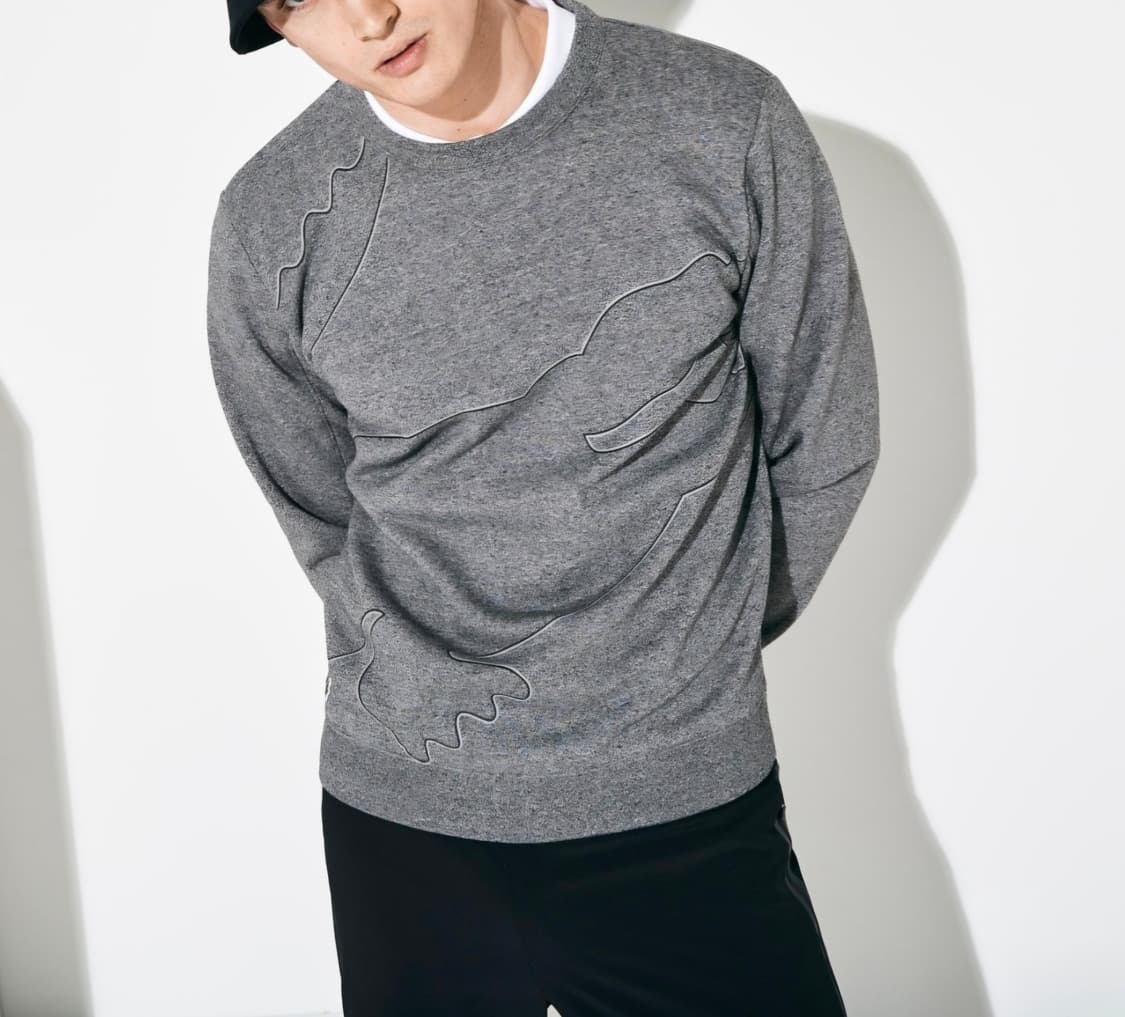 [100]라코스테스포츠 빅 크록자수 기모 맨투맨 상품이미지1