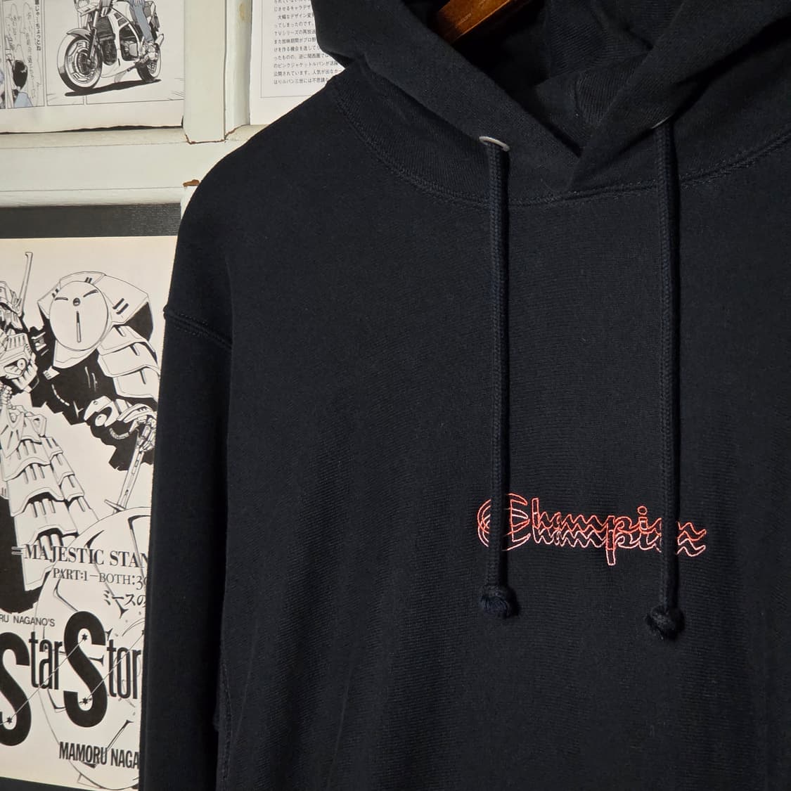 챔피온 리버스 웨이브 스펠아웃 코랄 로고 후드티 상품이미지3