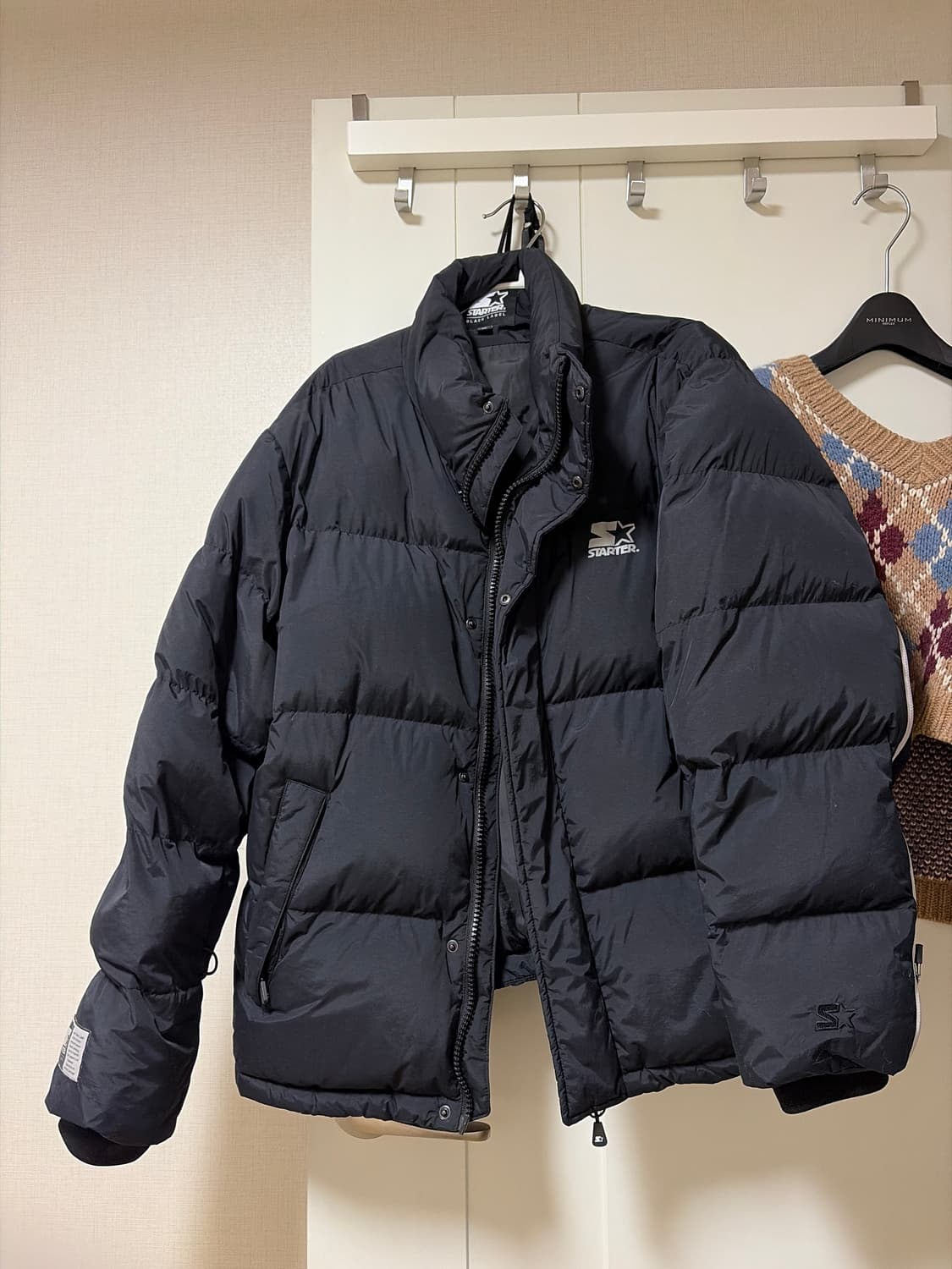 스타터 오리털 패딩 M 검정 / 회색 오리솜털80깃털20 상품이미지1