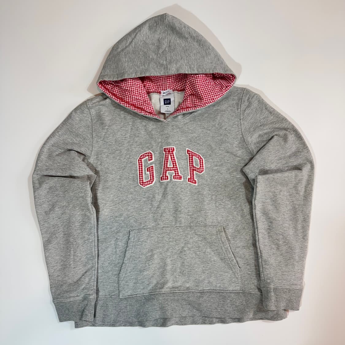 갭 GAP 그레이 레드 체크 후드티 상품이미지1
