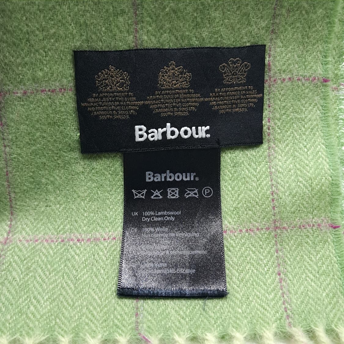 MX602 바버 90s 램스울 헤링본체크 그린 머플러 목도리 상품이미지5