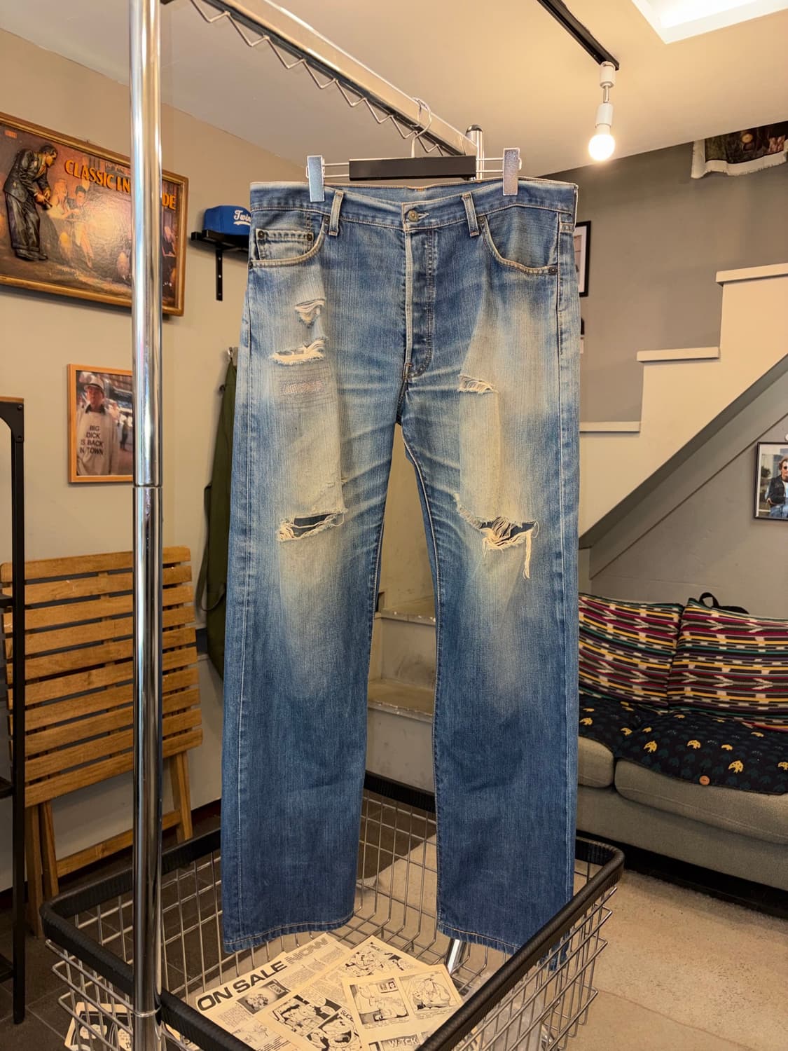 Early 00’s Levi’s 501 repair hard washed 상품이미지6