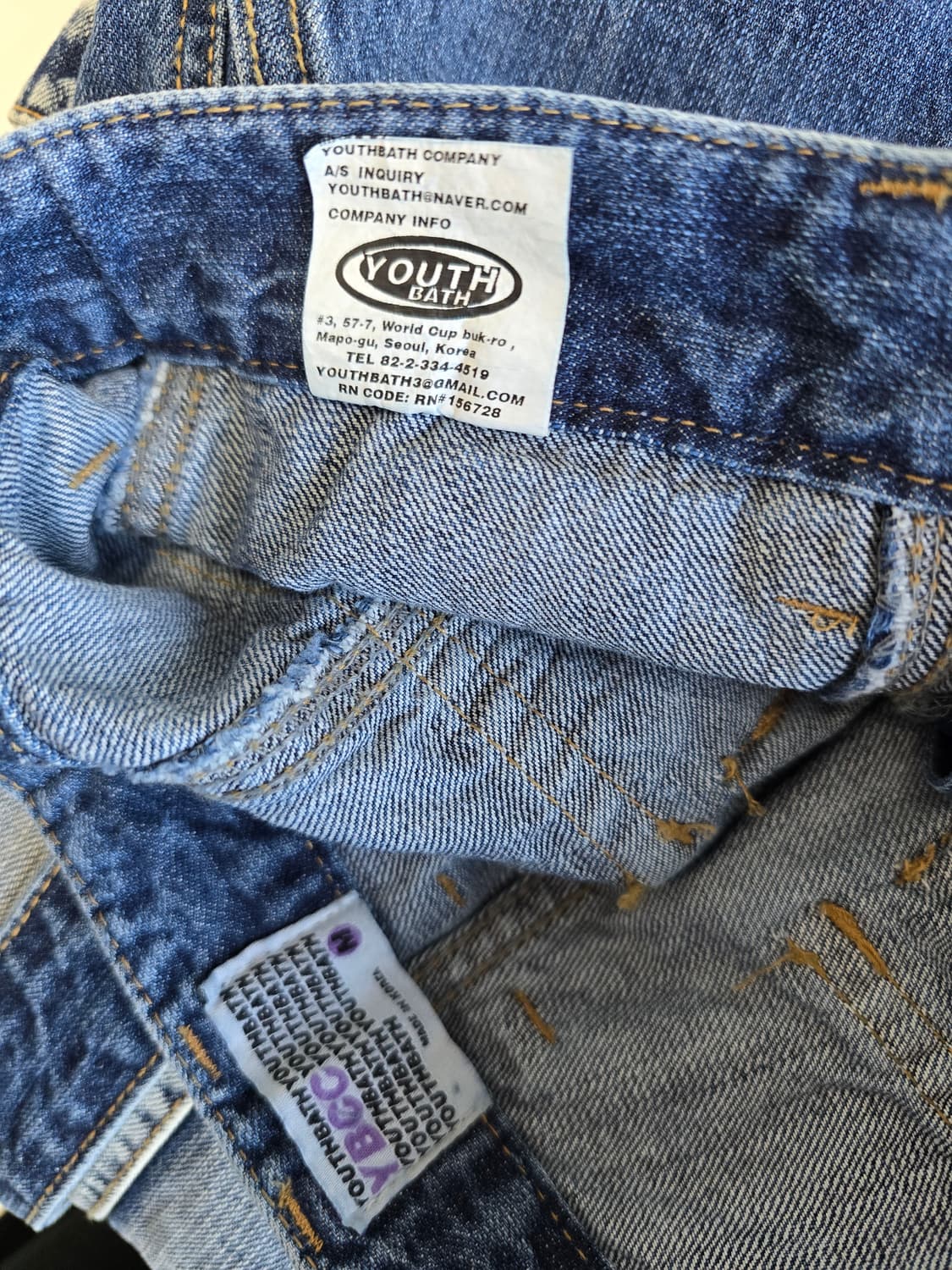 유쓰배쓰 YOUTHBATH 데님팬츠 블루 M 상품이미지6