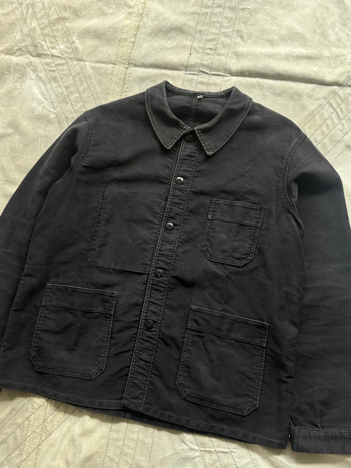 50s French Black Moleskin Work Jacket 상품이미지3